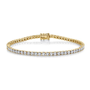 14 Karat Yellow Gold Bracelet Set With 2.55 Carats of Diamonds