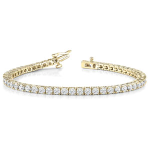 14 Karat Yellow Gold Bracelet Set With 3.61 Carats of Diamonds