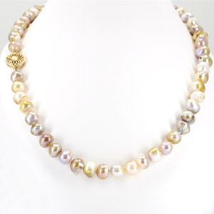 Multi Color Baroque Fresh Water Pearl Necklace 9 millimeter