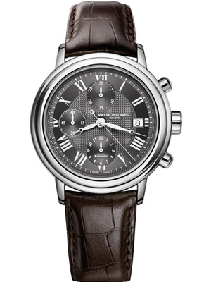 Raymond Weil Maestro With Silver Textured Dial Brown Leather