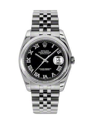 Rolex Datejust 116200 with Black Roman Dial and Jubilee Band