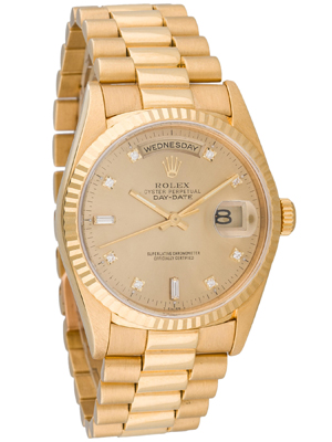 Rolex 18K Gold President with Diamond Dial