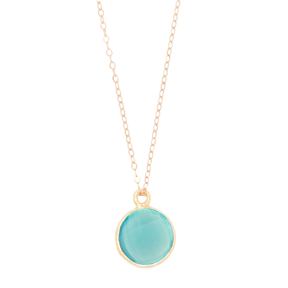 Green Chalcedony Necklace with 14k Gold-filled Chain