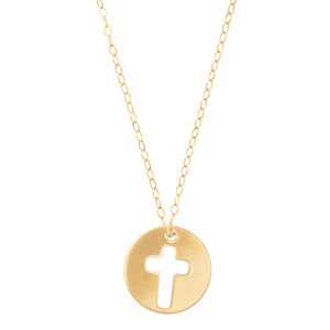 Blessed Necklace with 14k Gold Filled Chain and Cross Disc