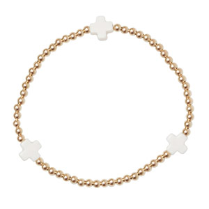 Bracelet with 14k Gold Filled Beads and Off White Cross