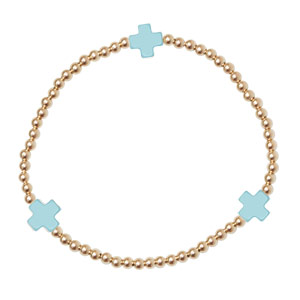 Bracelet with 14k Gold Filled Beads and Turquoise Cross