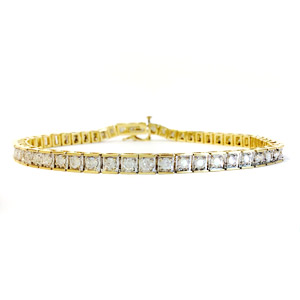 14K Yellow Gold Straight Line Tennis Bracelet with 53 Diamonds 3.25 Ct. tw