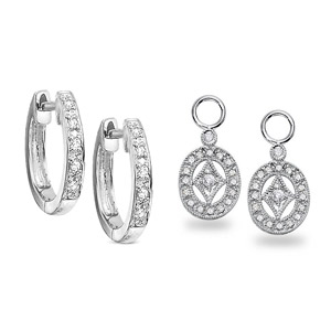 Natural Diamond Hoops and Charms Earrings .38 Ct. tw