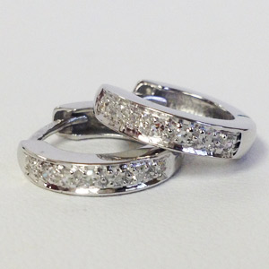 Diamond Huggies Earrings in White Gold