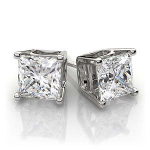 Princess Diamond Earrings .80 Ct.tw F-G SI-1 14K White Gold