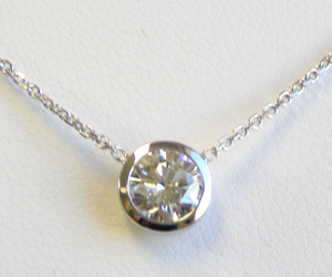 Solitaire Diamond Necklace .84 Ct.tw 14K White Gold Chain