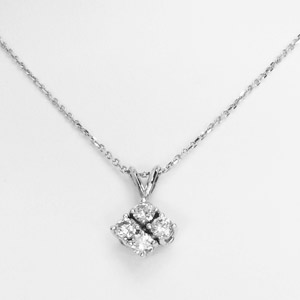 14K White Gold Necklace with 4 Round Diamonds, .55 cttw.
