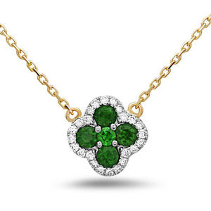Diamond Emerald Necklace in 14K Yellow Gold