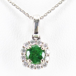 Natural Green Tsaverite Garnet and Diamond Necklace