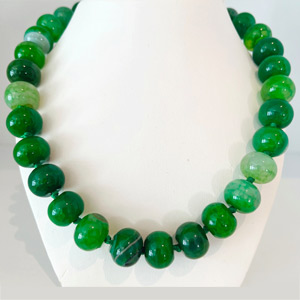 15mm Natural Green Jade Necklace