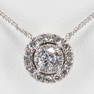 Round Diamond .25 Ct With Diamond Halo Necklace