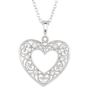 Sterling Silver 1/10 CTW Diamond Heart 18