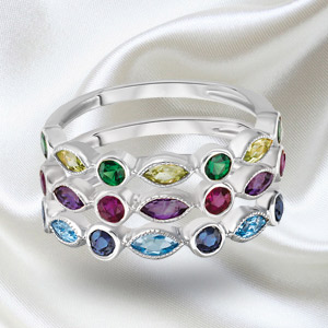 Rainbow Set Rings in14K Gold with Amethyst, Rubies, Topaz, Sapphires, Peridot and Emeralds