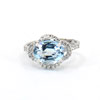 Blue Oval Aquamarine Diamond Ring