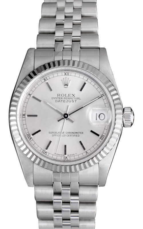 Rolex Ladies Junior 31mm 18k White Gold Steel