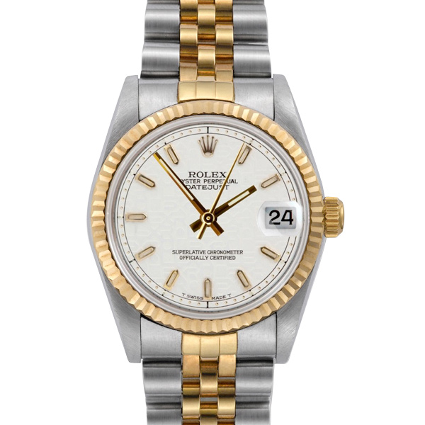 Rolex Ladies Watch white porcelain dial with 18k Gold Bezel 78273