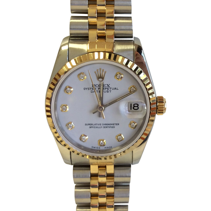 Pre-owned Rolex Ladies Datejust 78273 White Diamonds Dial