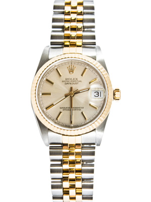 Rolex Ladies Datejust Junior Mid Size with 18K Gold Steel Jubilee Band