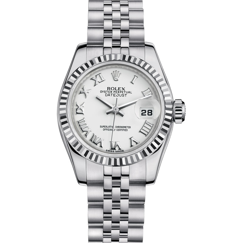 Rolex Ladies Datejust 26 mm 69174 Roman White Dial