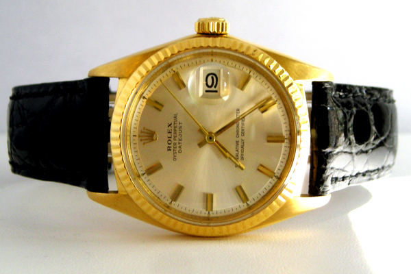 Rolex Datejust Automatic Watch: 18K Yellow Gold, Crocodile Strap