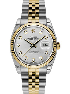 Rolex Oyster Perpetual Datejust with Silver Diamond Dial