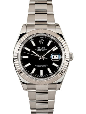 Rolex Oyster Perpetual 41 mm Black Dial Fluted Bezel