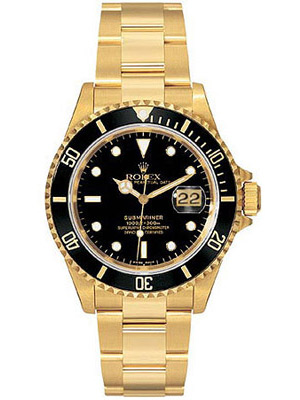 Rolex Submariner Black 16618 18K Solid Yellow Gold